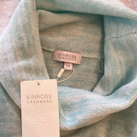 Kinross 4-ply Cashmere Ombré Cowl Neck Sweater in Reef Multi Blue Gray Turquoise - Picture 7 of 11